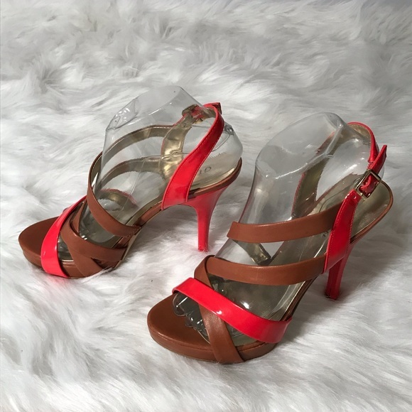 Guess Summer Love Heels Brown and Coral Heels - Picture 3 of 13